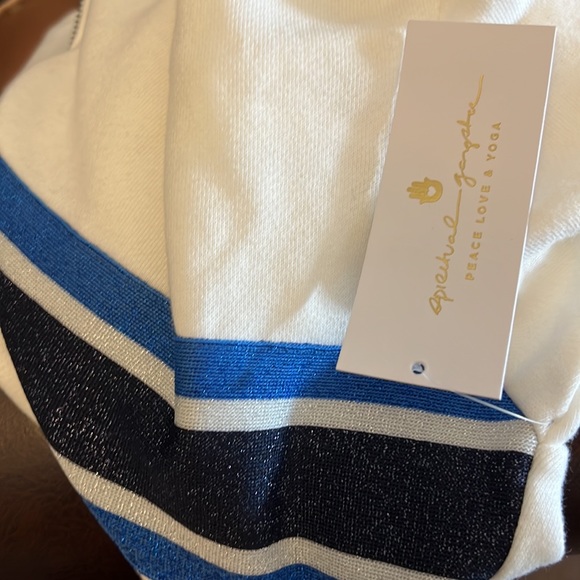 Spiritual Gangster white and metallic blue striped hoodie New - Picture 6 of 7